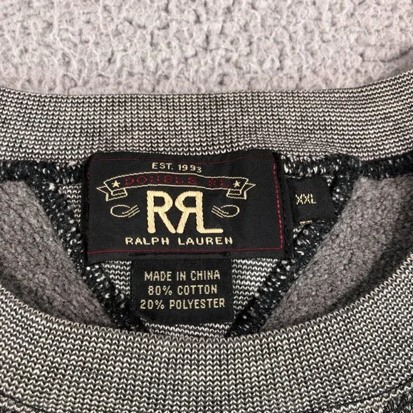 RRL Ralph Lauren Sweatshirt Adult 2XL Gray Fair Isle Nordic Crewneck Fleece